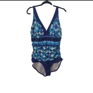 Maxine of Hollywood Blue and White Swimsuit